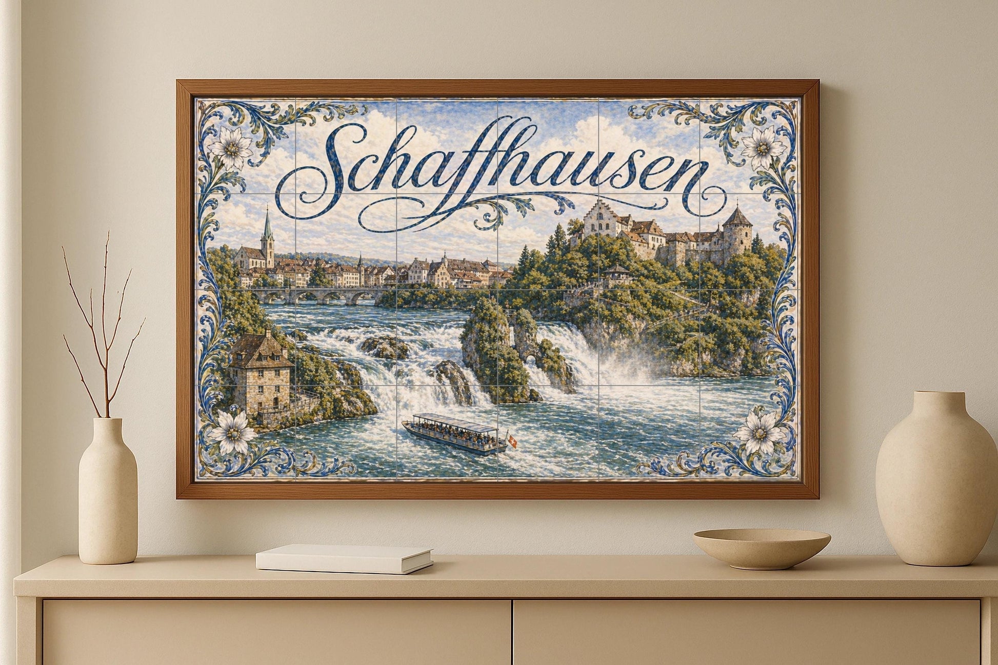 Schaffhausen, Suiza, decoración de pared — Fresque Murale en Carreaux de Céramique · Paysage Urbain en Carreaux