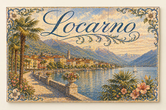 Locarno, Suiza, decoración de pared del Lago · Ceramic Wall Mural — Travel Wall Décor