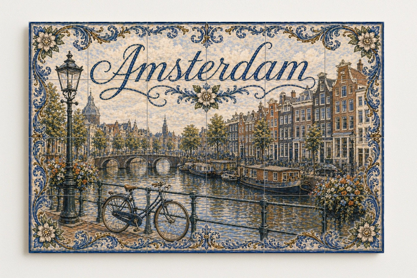 Ceramic Tile Mural: Ámsterdam, Países Bajos, decoración de pared — Landmark Mural