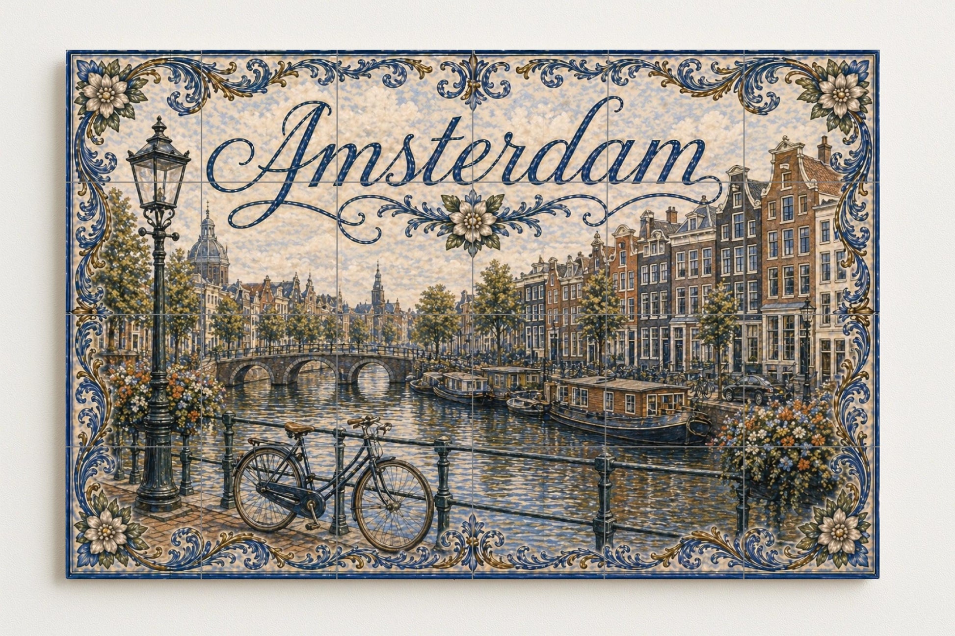 Ceramic Tile Mural: Ámsterdam, Países Bajos, decoración de pared — Landmark Mural