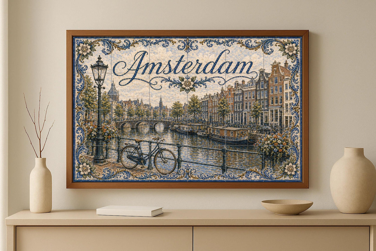 Ceramic Tile Mural: Ámsterdam, Países Bajos, decoración de pared — Landmark Mural