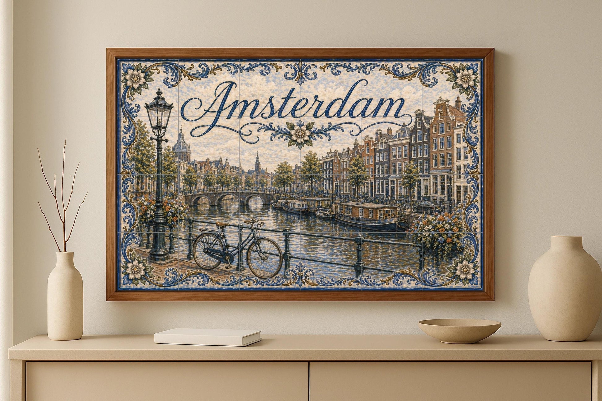 Ceramic Tile Mural: Ámsterdam, Países Bajos, decoración de pared — Landmark Mural