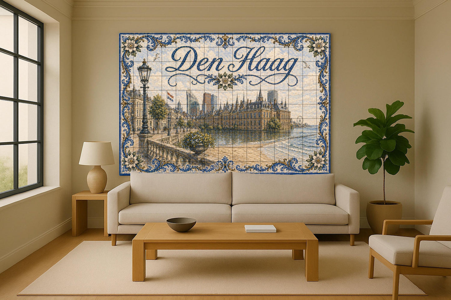Mural de azulejos de cerámica de La Haya, Países Bajos, arte mural de…