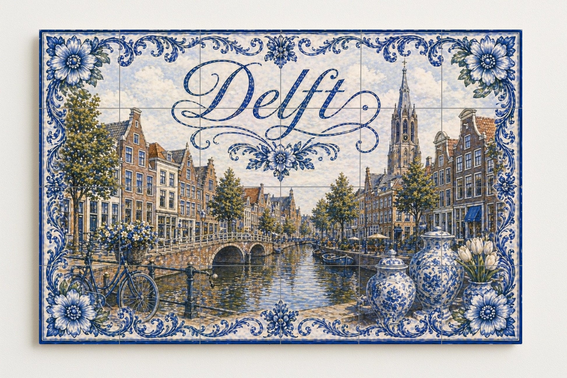 Delft, Países Bajos, decoración de pared — Travel Wall Décor · Tile Wall Art