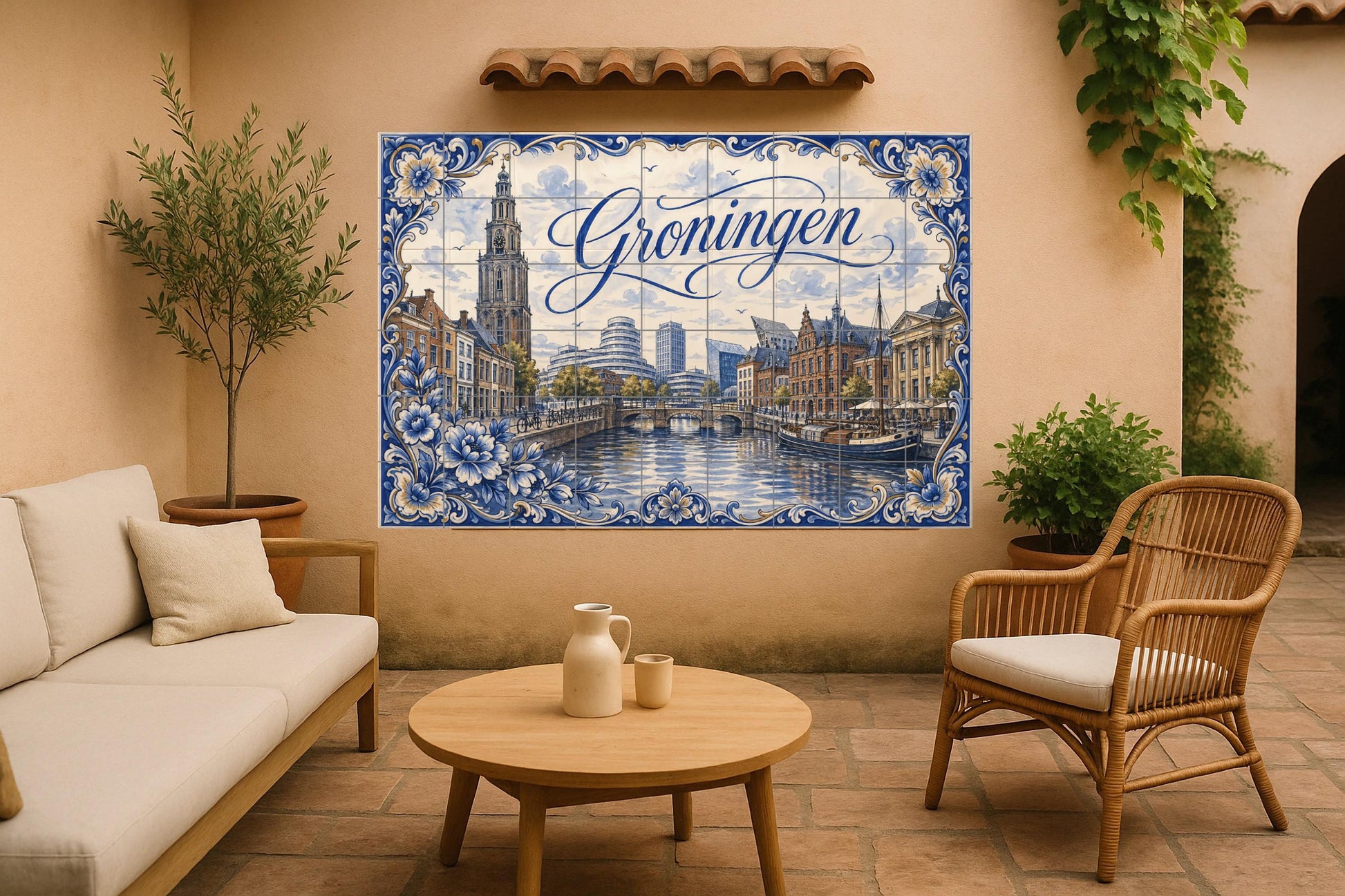 Ceramic Tile Mural: Groningen, Netherlands , Art Mural — Folk-Art Décor