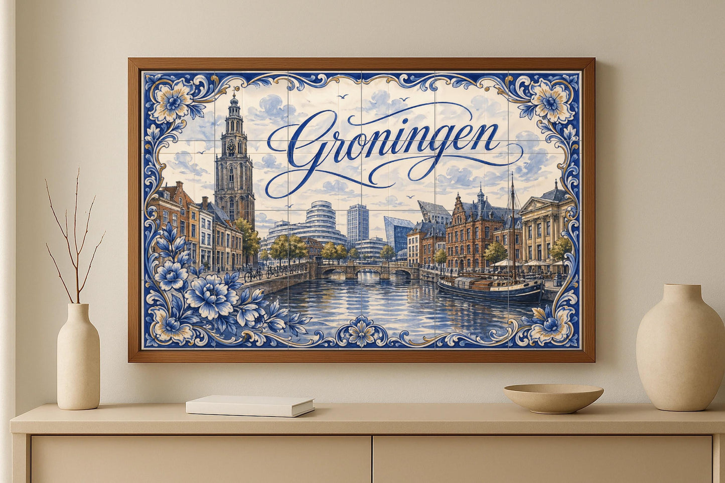 Ceramic Tile Mural: Groningen, Netherlands , Art Mural — Folk-Art Décor