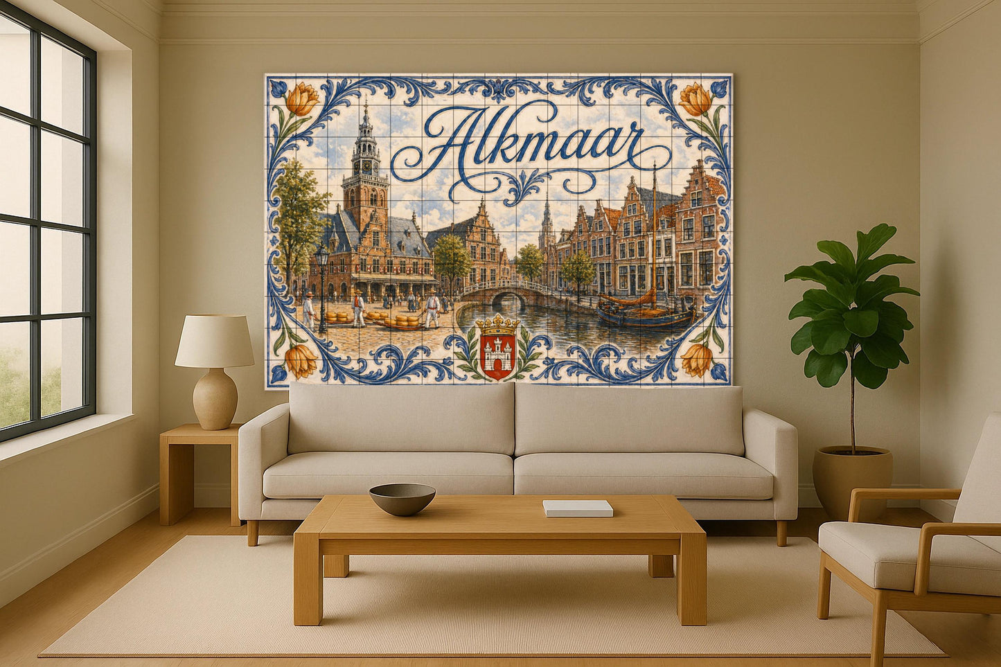 Alkmaar, Niederlande , Kunst Wandbild von die ciud · Keramik-Wandbild — Wahrzeichen-Wandbild