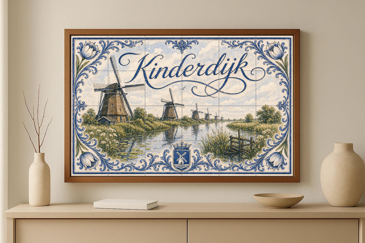 Kinderdijk, Países Bajos, decoración de pare — Fresque Murale en Carreaux de Céramique · Villes et Monuments