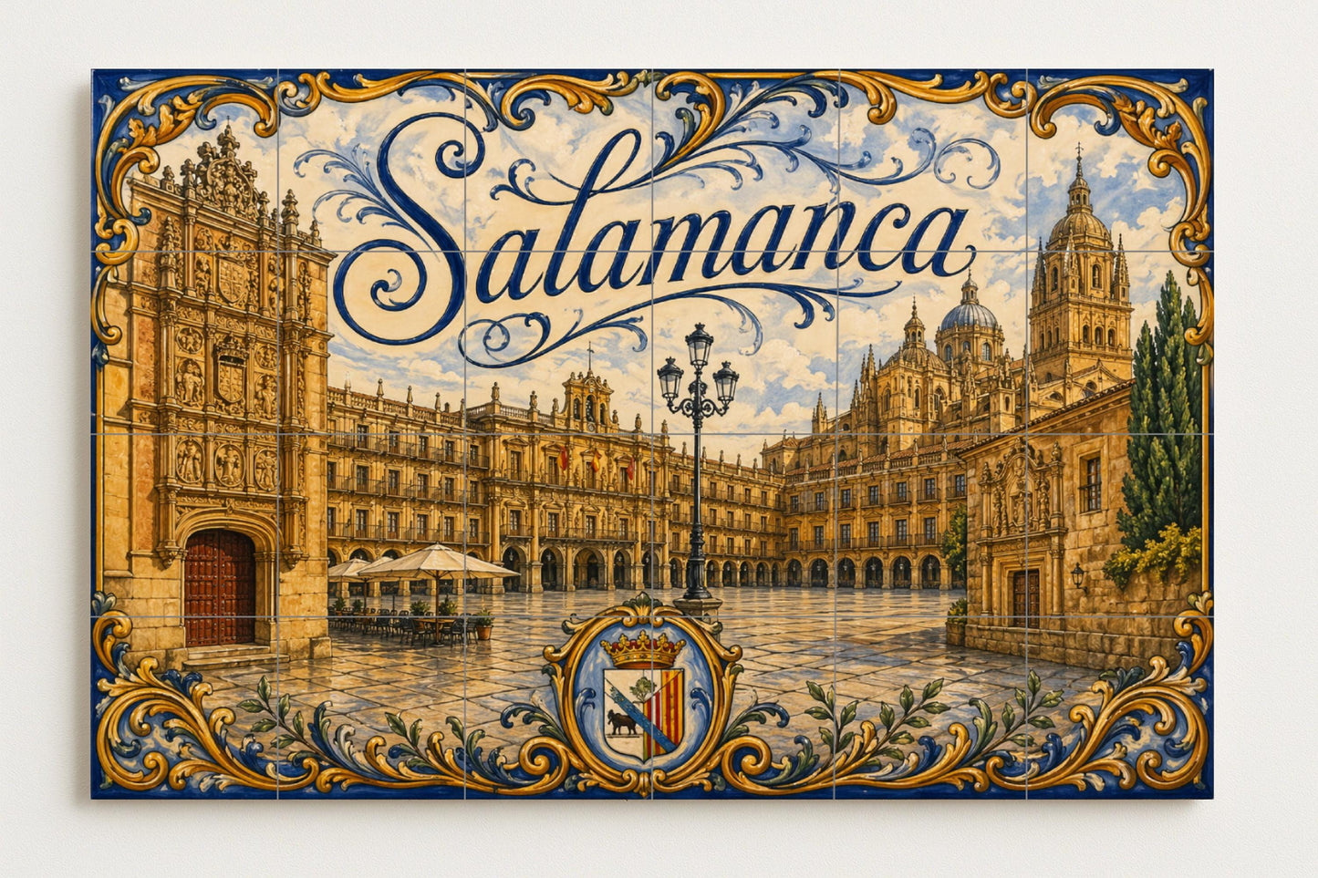 Mural de azulejos de cerámica de la Plaza Mayor de Salamanca…