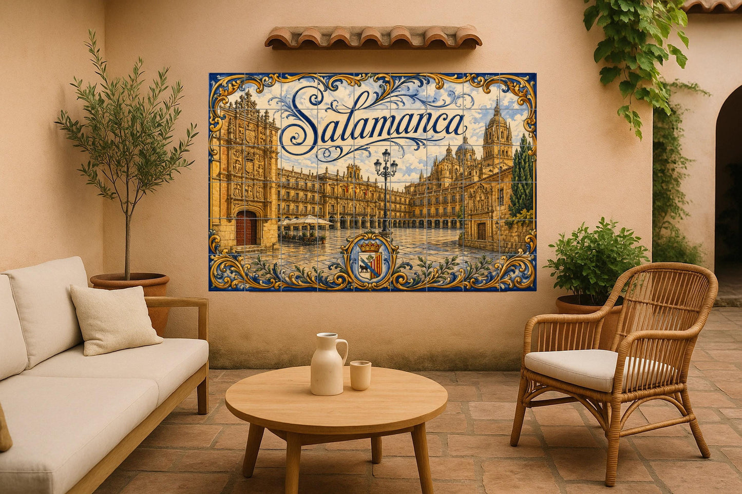 Mural de azulejos de cerámica de la Plaza Mayor de Salamanca…
