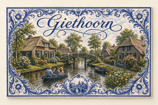 Ceramic Tile Mural: Giethoorn, casas de campo holandesas con tec — Culinary Wall Décor