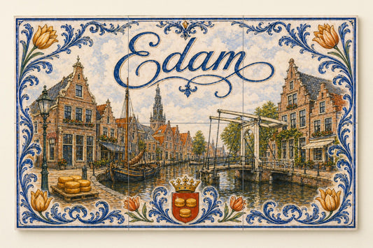 Bridge of the Canal of Edam, Netherlands , cas · Ceramic Wall Mural — Cityscape in Tile