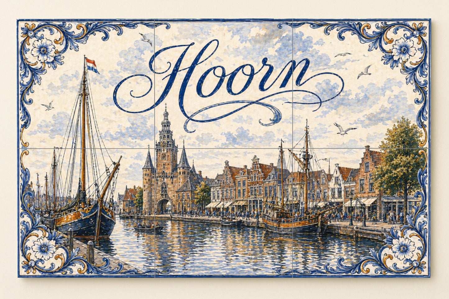 Fliesenbild Del puerto histórico de Hoorn, barcos de vela h — Nautischer Wanddekor