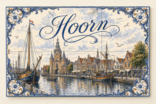 Del puerto histórico de Hoorn, barcos de vela h · Ceramic Wall Mural — Seaside Scene