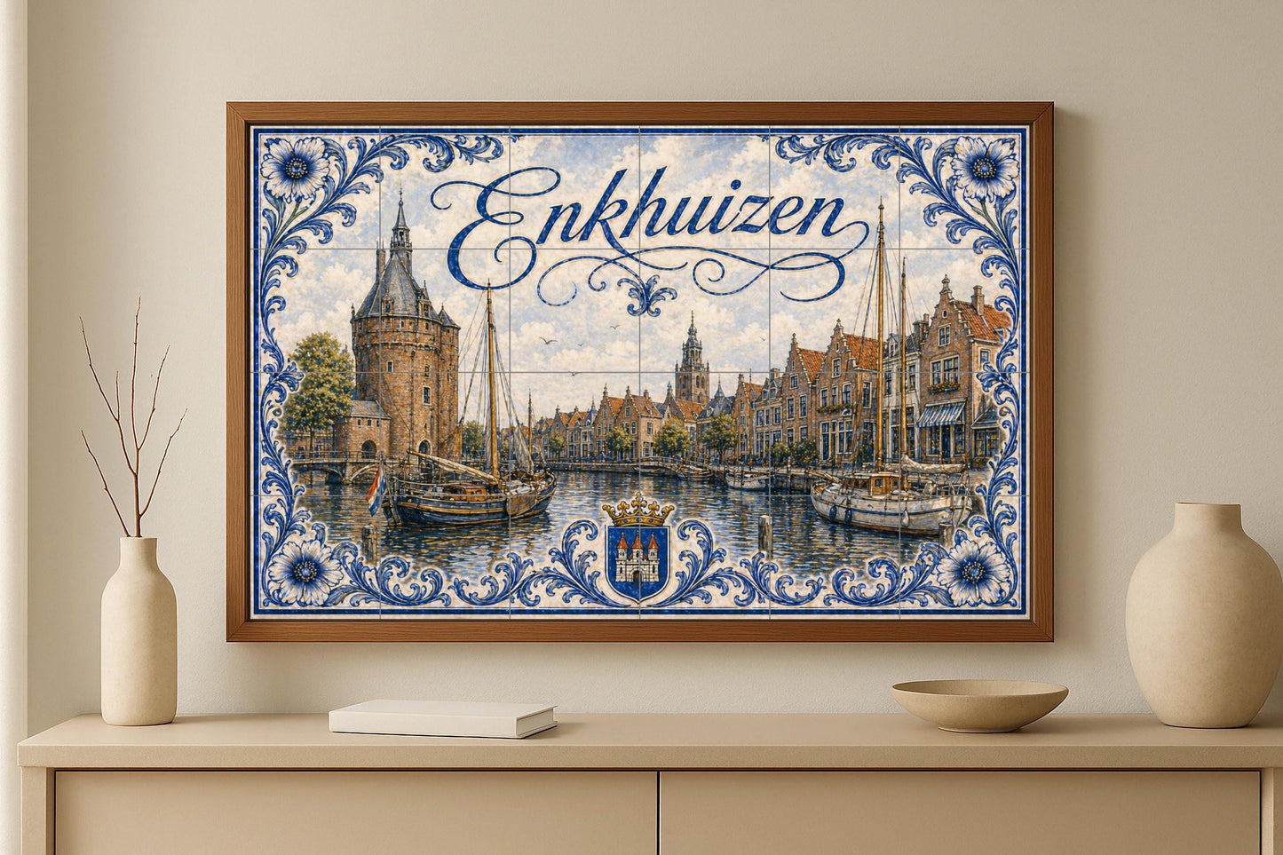 Enkhuizen, veleros du Port Hollandais, Art — Fresque Murale en Carreaux de Céramique · Art Marin et Côtier