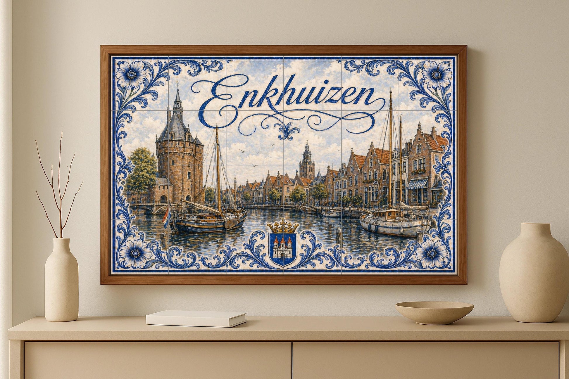 Enkhuizen, veleros du Port Hollandais, Art — Fresque Murale en Carreaux de Céramique · Art Marin et Côtier