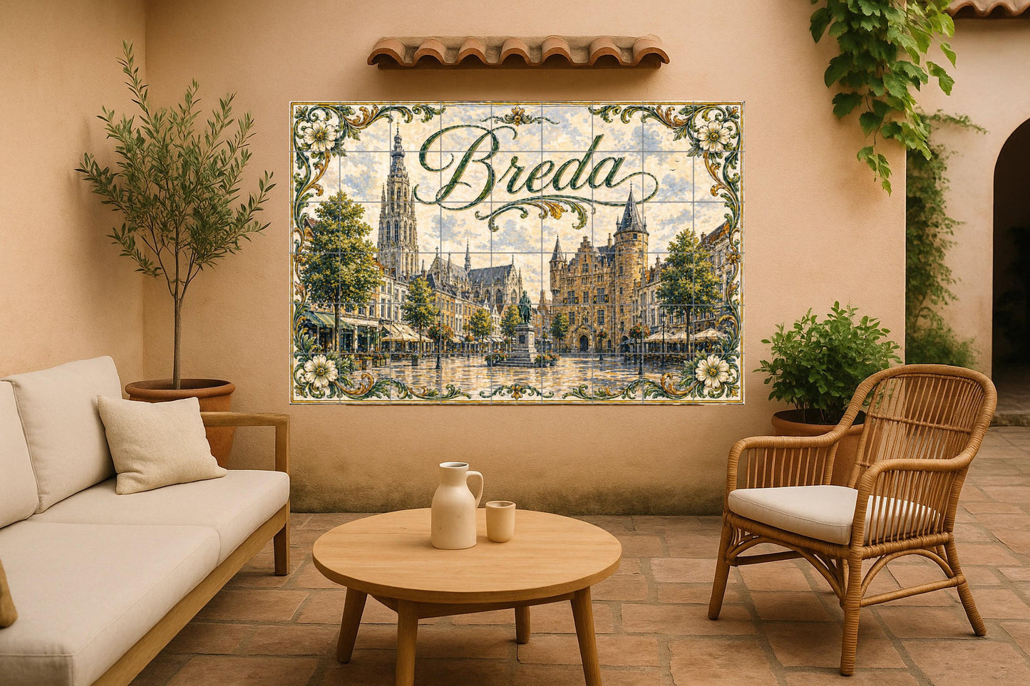 Platz des Markt Historisch von Breda, Gro — Fliesen-Wandbild aus Keramik · Rustikale Bauernhaus-Kunst