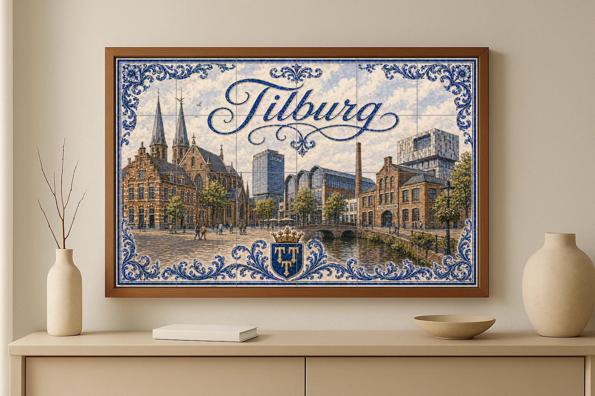 Ceramic Tile Mural: Tilburg LocHal, Art Mural of the horizonte — Folk & Ornamental Art