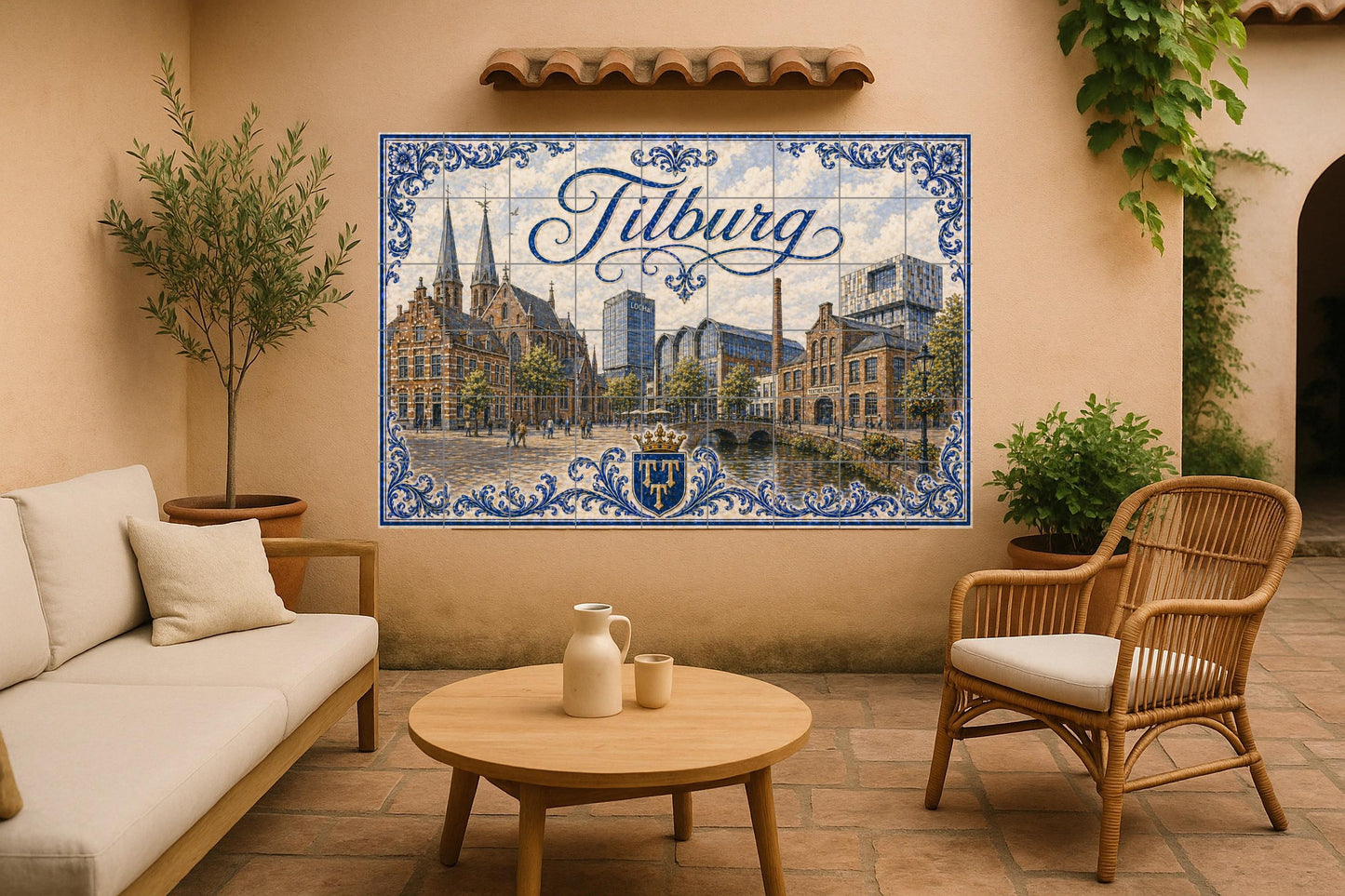 Ceramic Tile Mural: Tilburg LocHal, Art Mural of the horizonte — Folk & Ornamental Art