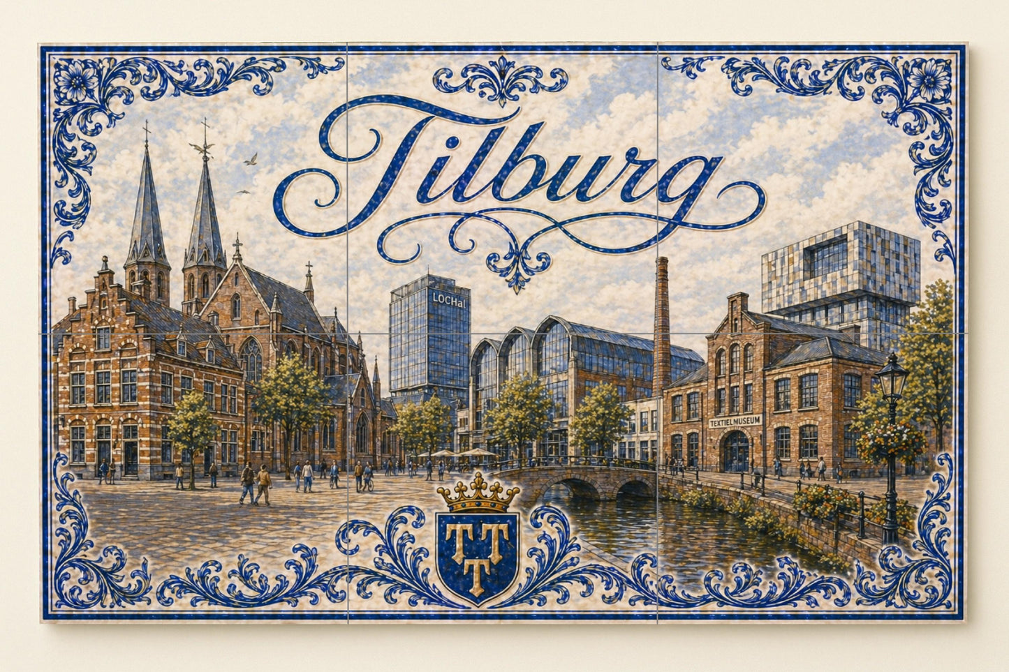 Ceramic Tile Mural: Tilburg LocHal, Art Mural of the horizonte — Folk & Ornamental Art