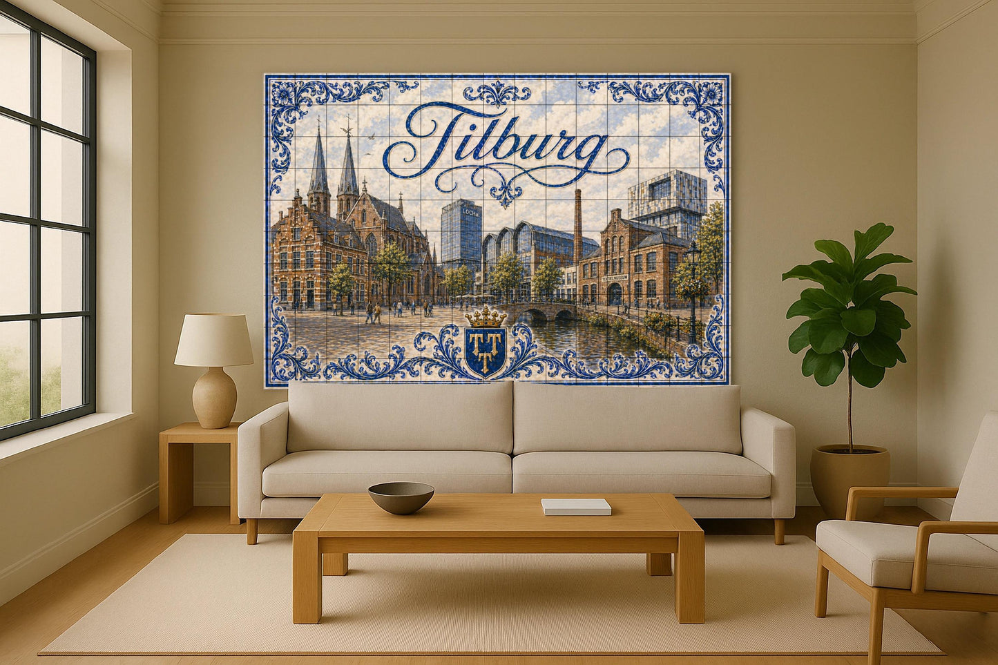 Ceramic Tile Mural: Tilburg LocHal, Art Mural of the horizonte — Folk & Ornamental Art
