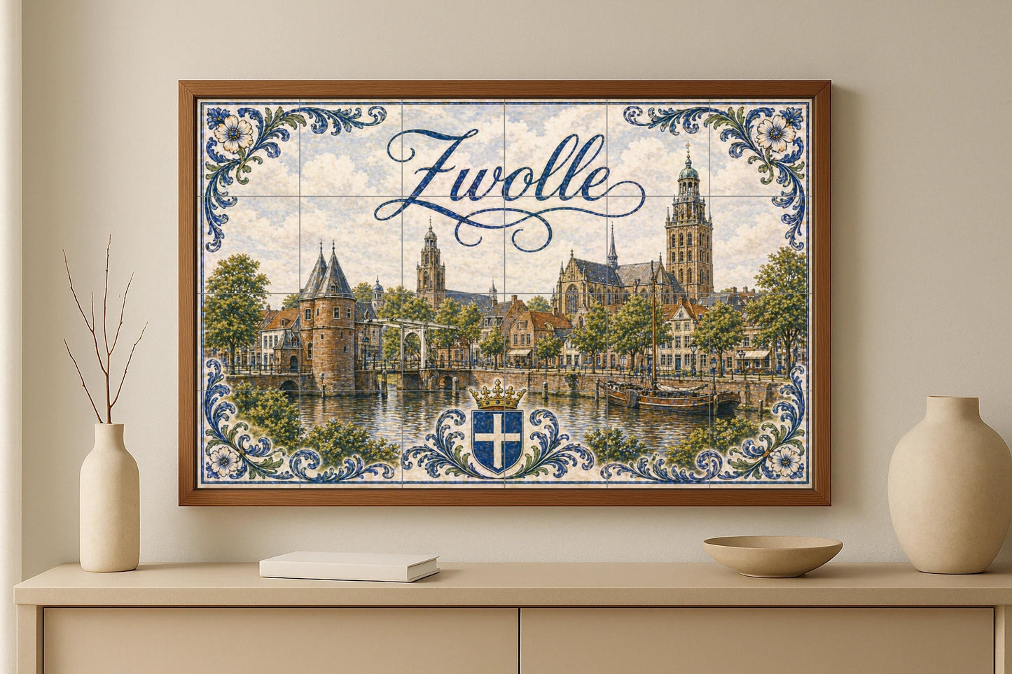 Fresque en Carrelage Zwolle, canales históricos, torres — Fresque à Motifs Décoratifs