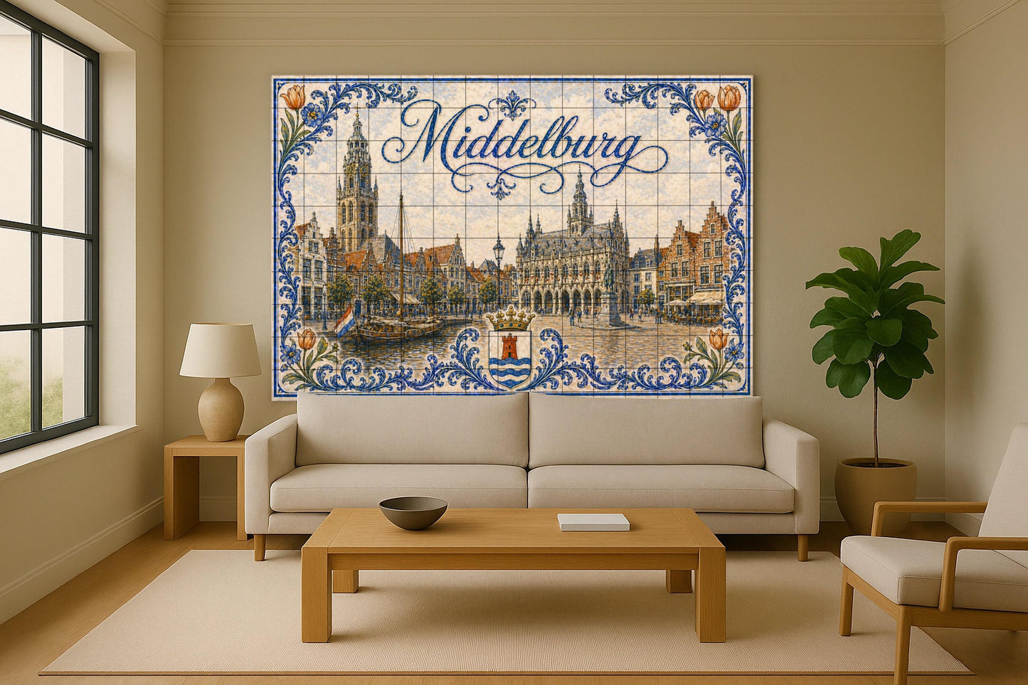 Platz des Markt Historisch von Breda, Gro — Fliesen-Wandbild aus Keramik · Rustikale Bauernhaus-Kunst