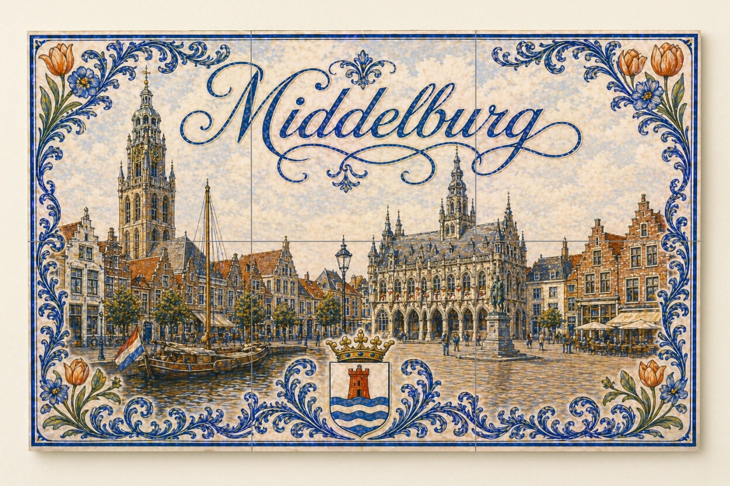 Platz des Markt Historisch von Breda, Gro — Fliesen-Wandbild aus Keramik · Rustikale Bauernhaus-Kunst