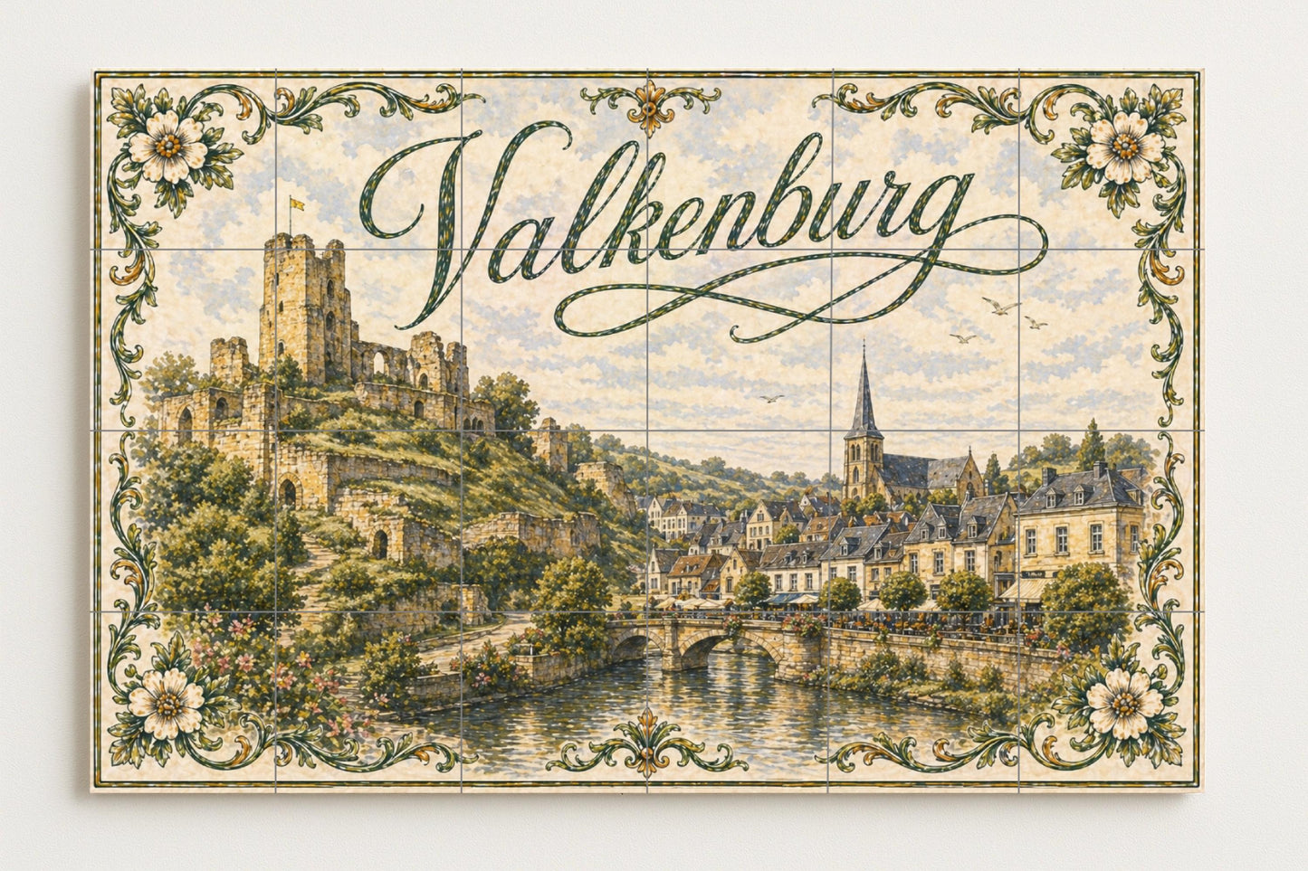 Murale in Piastrelle Ruinas del Castello di Valkenburg, Arte — Decoro d'Arte Popolare