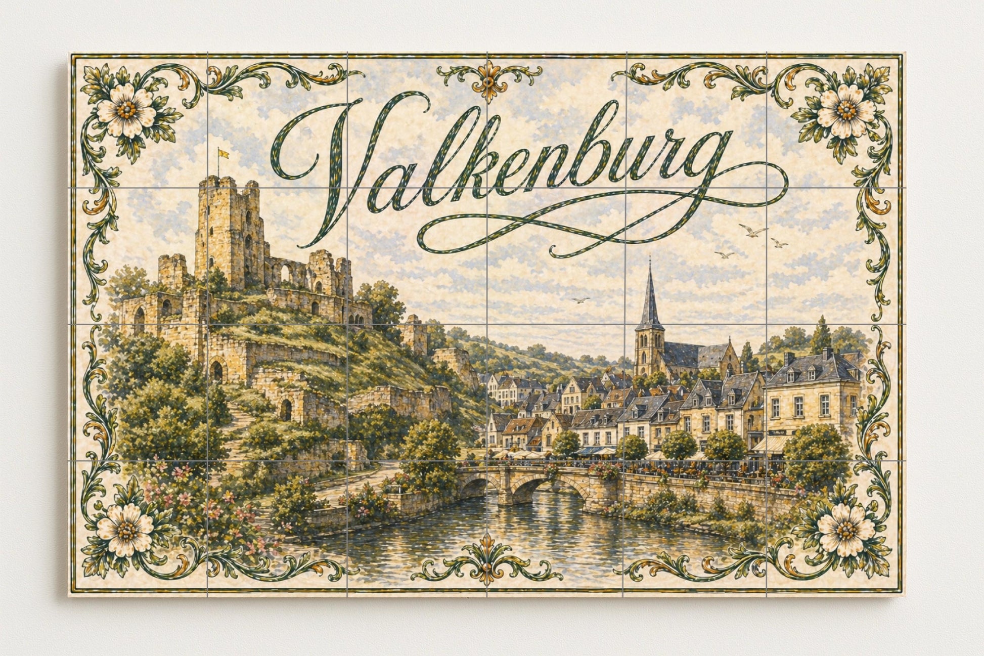 Murale in Piastrelle Ruinas del Castello di Valkenburg, Arte — Decoro d'Arte Popolare