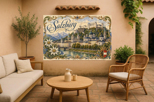 Fortaleza of Hohensalzburg in Salzburgo — City & Landmark Art · Tile Wall Art