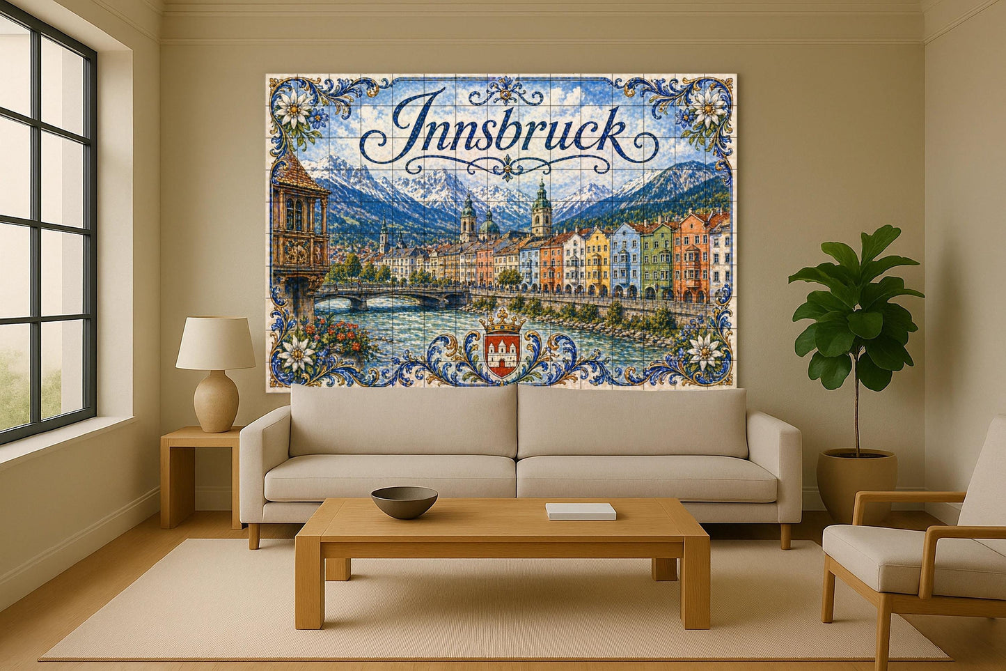 Fresque en Carrelage En los Alpes de Innsbruck, Austria, coloridas c — Paysage Urbain en Carreaux