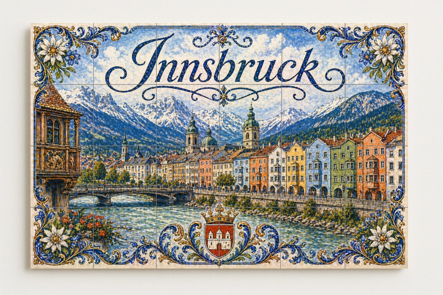 Fresque en Carrelage En los Alpes de Innsbruck, Austria, coloridas c — Paysage Urbain en Carreaux