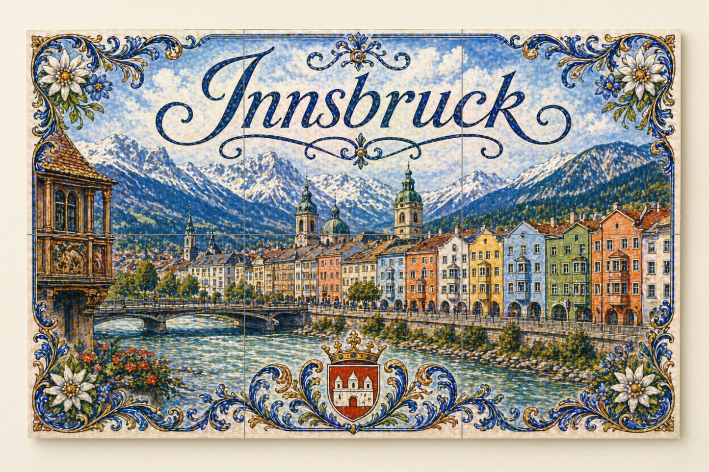 Fresque en Carrelage En los Alpes de Innsbruck, Austria, coloridas c — Paysage Urbain en Carreaux