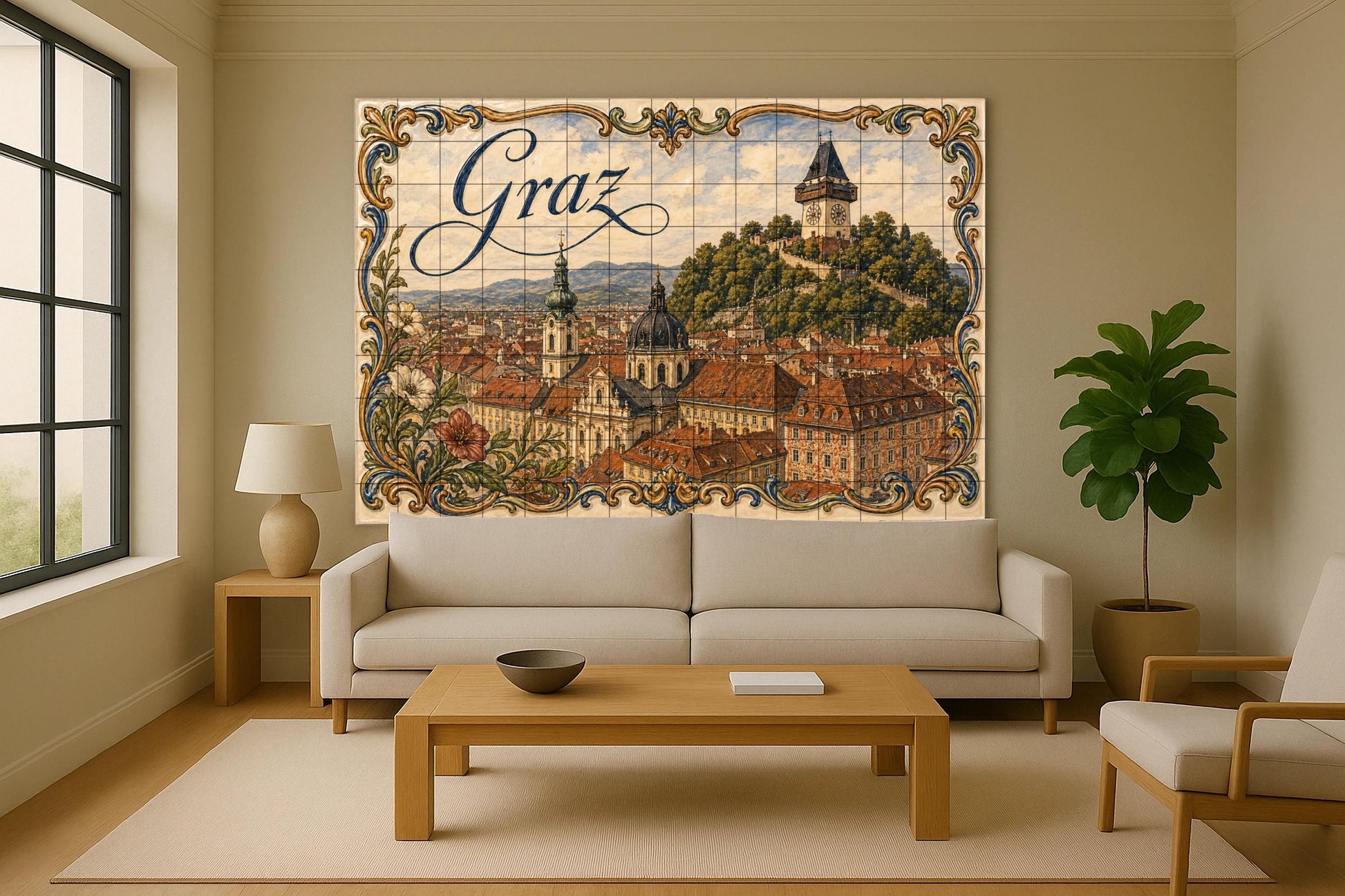 Tour du reloj de Schlossberg en Graz · Fresque Céramique — Fresque de Monument