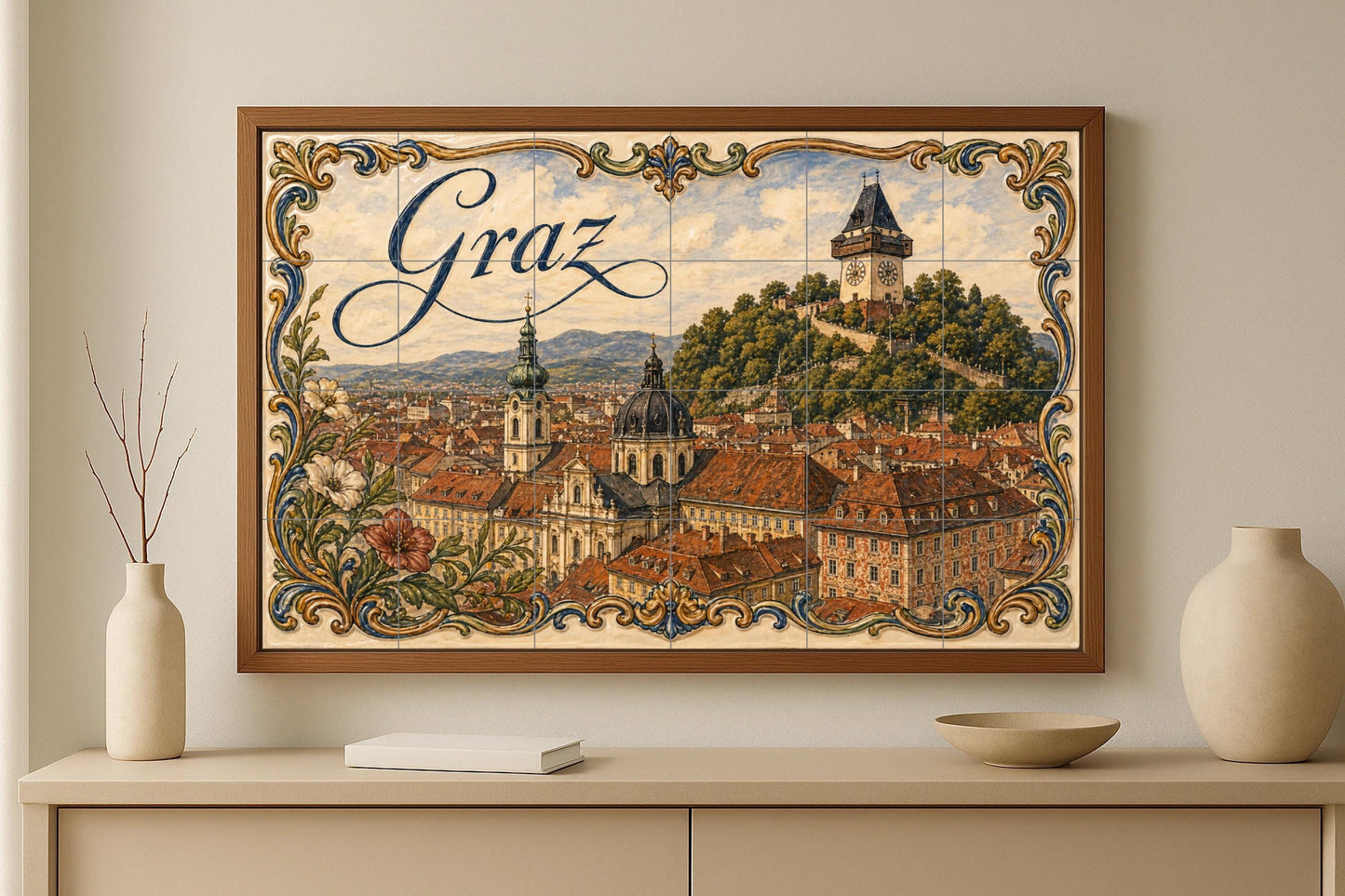 Tour du reloj de Schlossberg en Graz · Fresque Céramique — Fresque de Monument