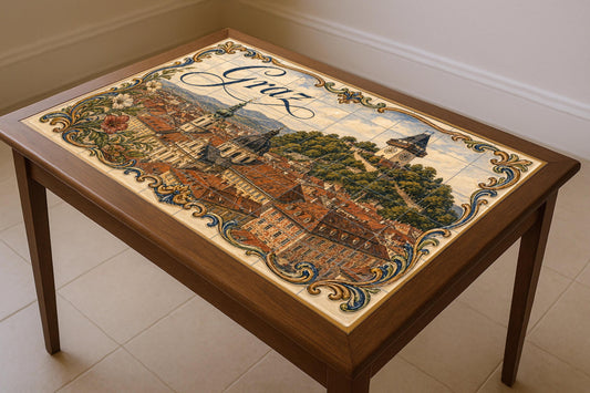 Tower of the reloj of Schlossberg in Graz — Cityscape in Tile · Tile Wall Art