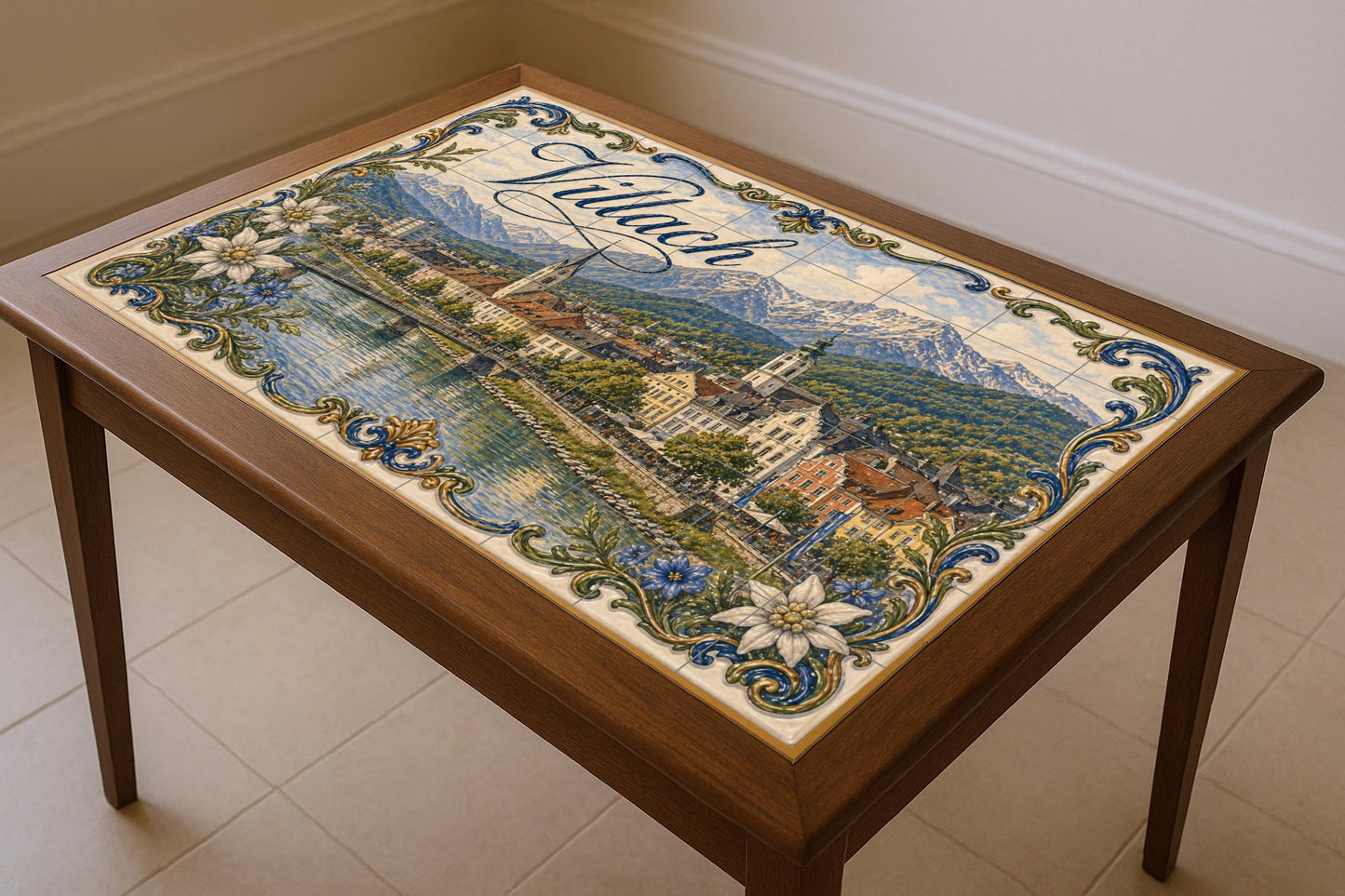 Ceramic Tile Mural: Villach Alpine Riverside Austria, River Drau — Travel Wall Décor