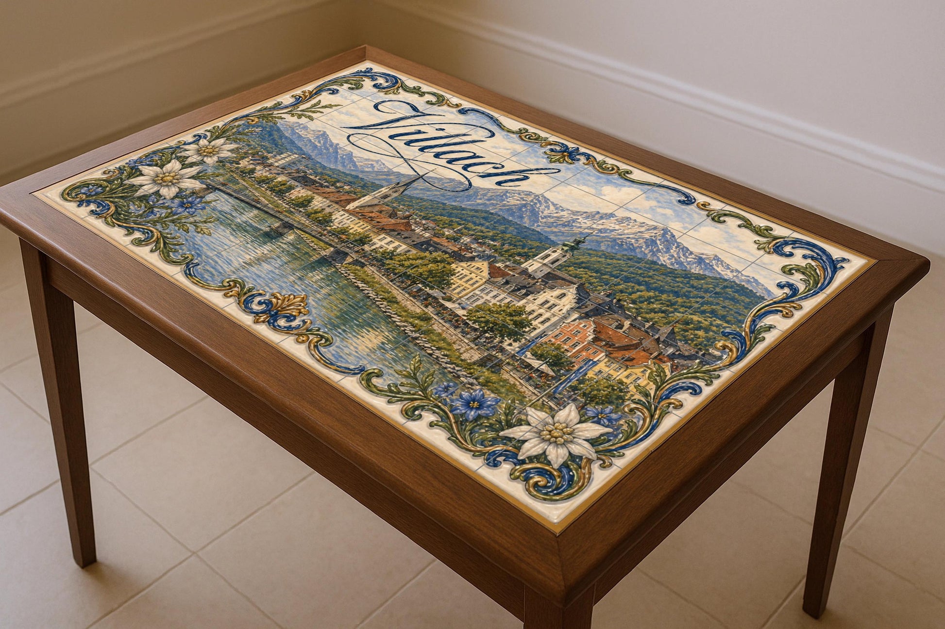 Ceramic Tile Mural: Villach Alpine Riverside Austria, River Drau — Travel Wall Décor