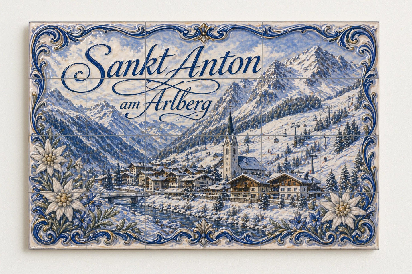 Sankt Anton am Arlberg, Austria, estación — Paysage Urbain en Carreaux, Art Mural en Céramique