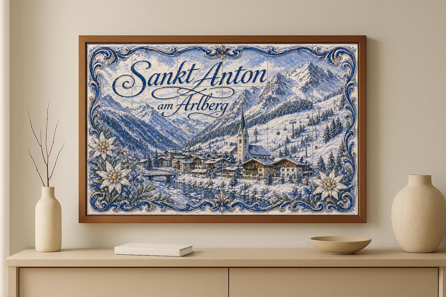 Sankt Anton am Arlberg, Austria, estación — Paysage Urbain en Carreaux, Art Mural en Céramique