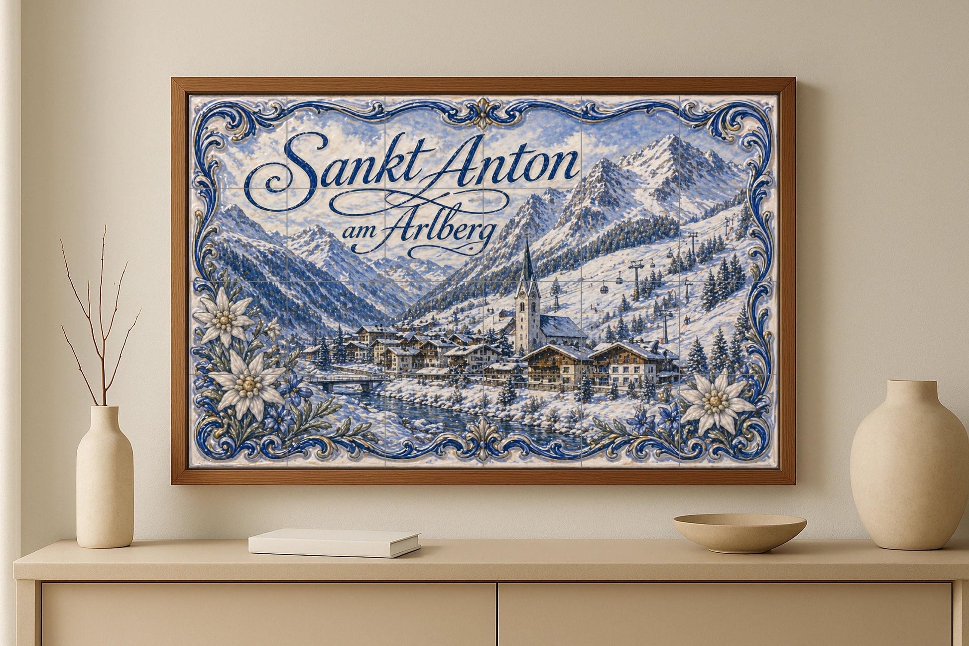 Sankt Anton am Arlberg, Austria, estación — Paysage Urbain en Carreaux, Art Mural en Céramique
