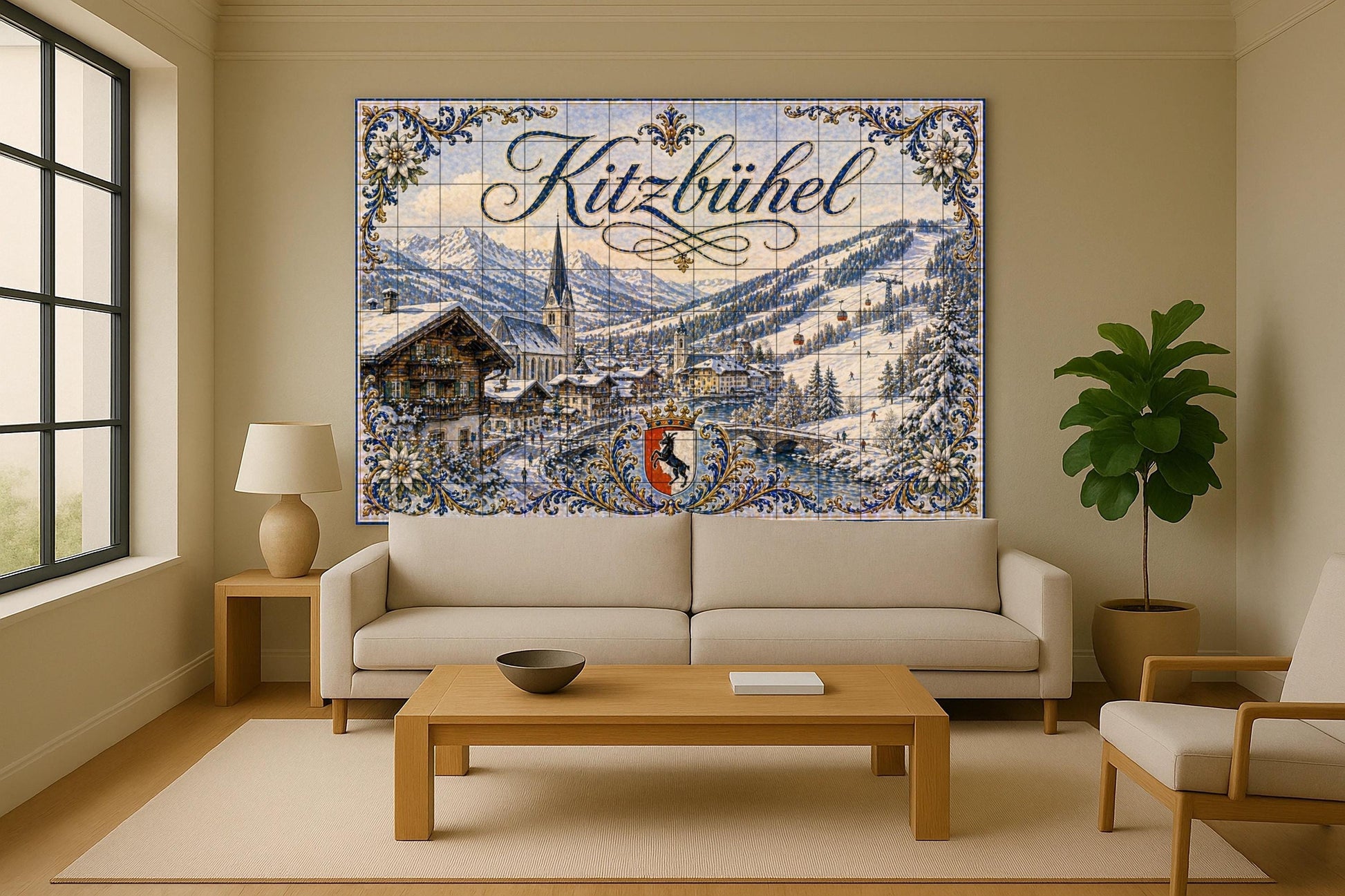 Fresque en Carrelage Kitzbühel, Austria, estación de esquí alpina — Paysage Urbain en Carreaux