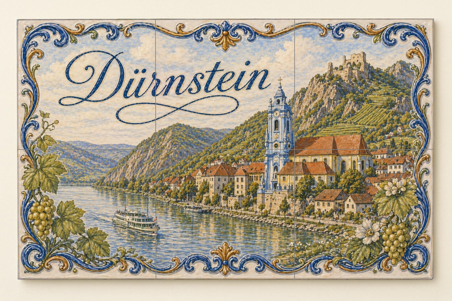Fresque en Carrelage Dürnstein, Autriche — Paysage Urbain en Carreaux