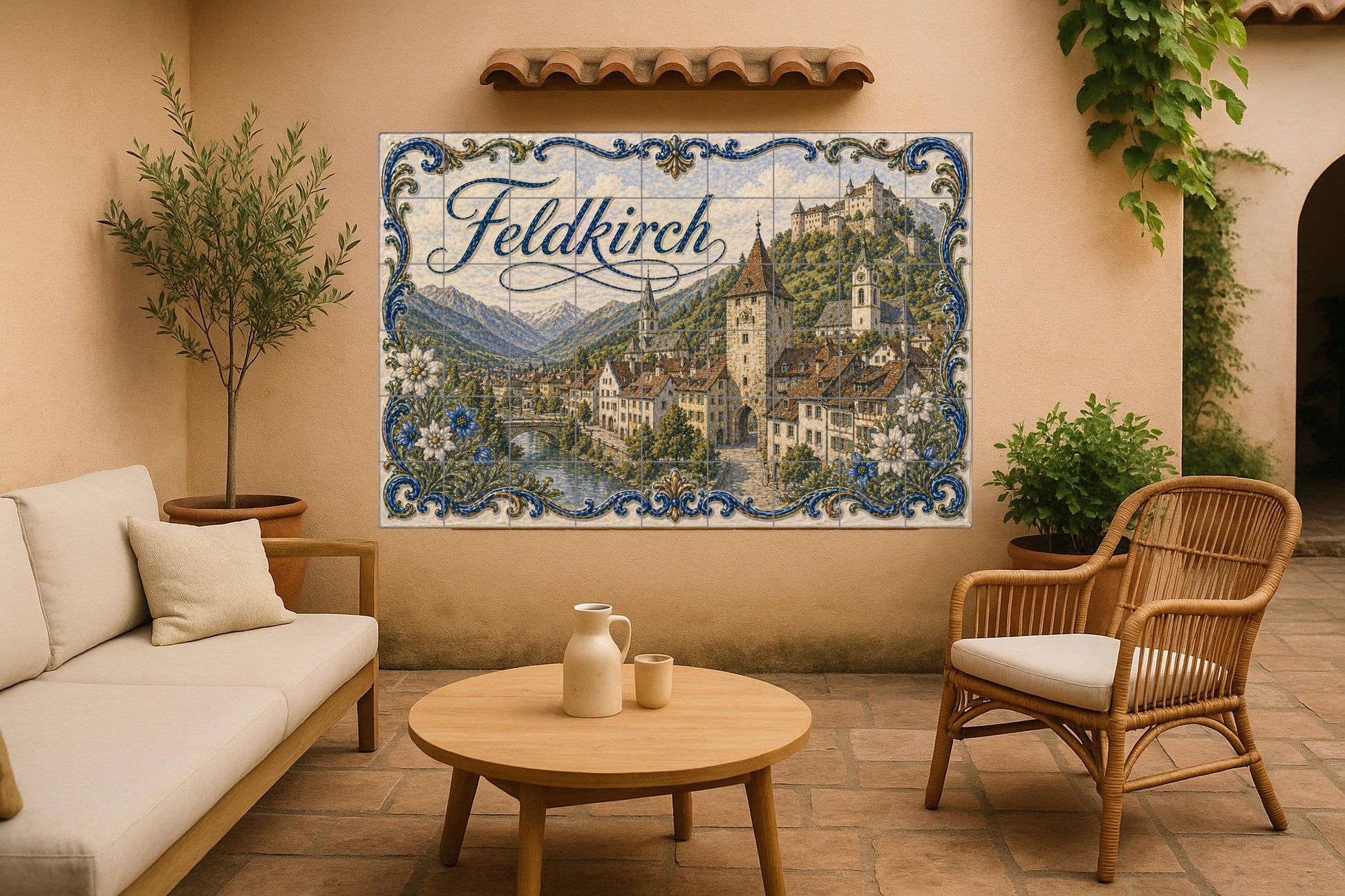 Mural de azulejos de cerámica de Feldkirch, Austria