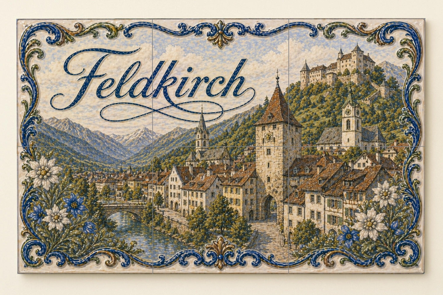 Mural de azulejos de cerámica de Feldkirch, Austria