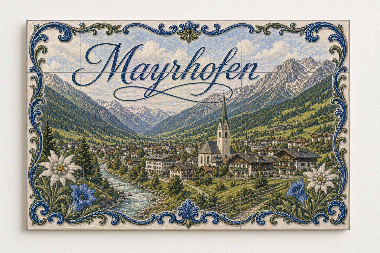 Mayrhofen, Austria, decoración de pared · Ceramic Wall Mural — City & Landmark Art