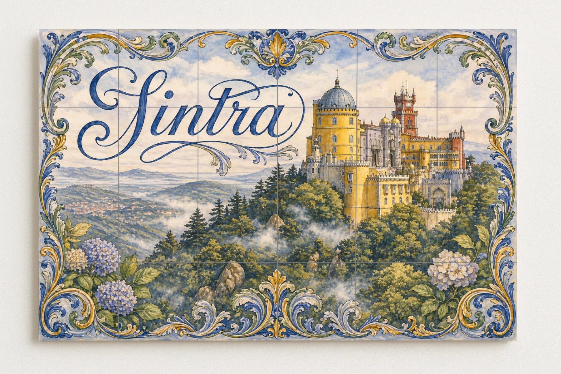 Sintra, Portugal, Palacio da Pena y decoraci · Keramik-Wandbild — Reise-Wanddekor
