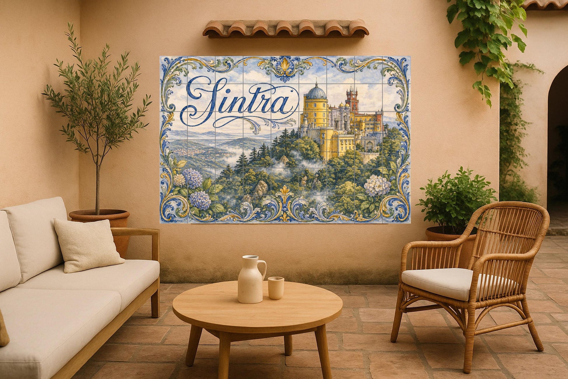 Sintra, Portugal, Palacio da Pena y decoraci · Keramik-Wandbild — Reise-Wanddekor