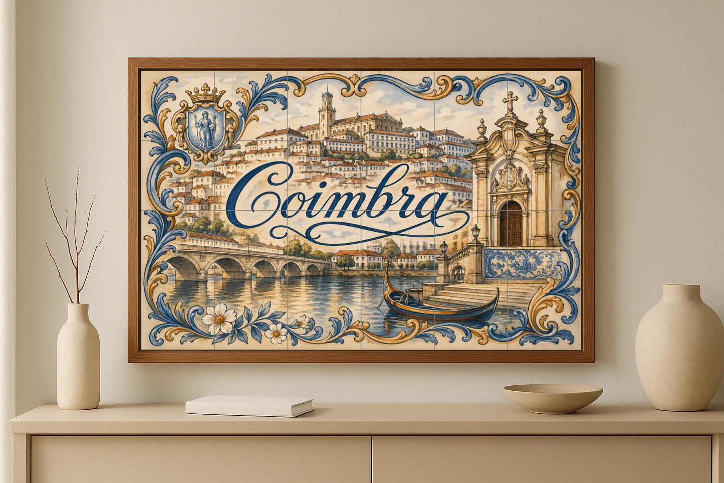 Mural de azulejos de cerámica de Coimbra, Portugal, decoración de la…